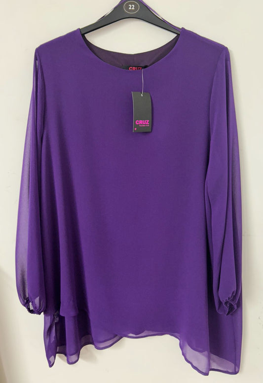 Lined Layered Tunic - plain purple