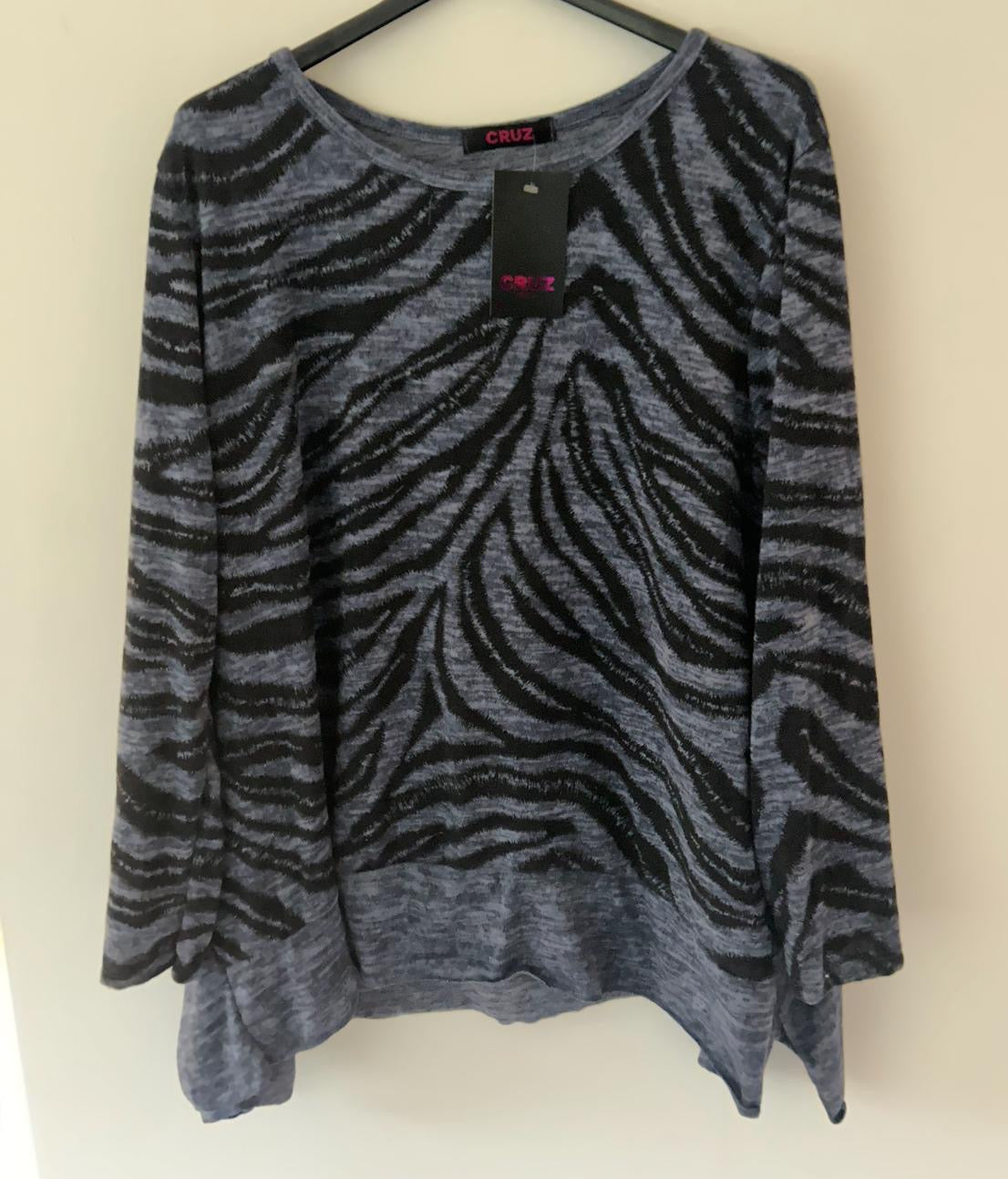 Tiger Print with Plain Border Top - 2 colours ONE SIZE