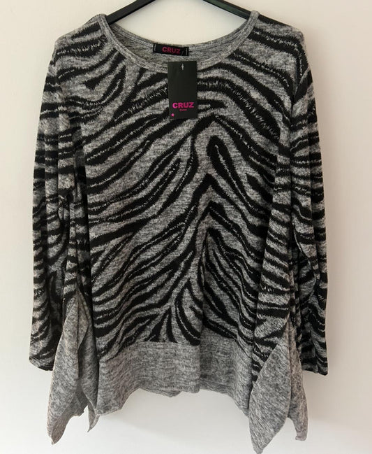 Tiger Print with Plain Border Top - 2 colours ONE SIZE