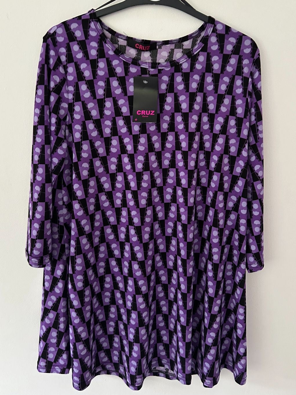 3/4 Sleeve Purple/Black Spot Top