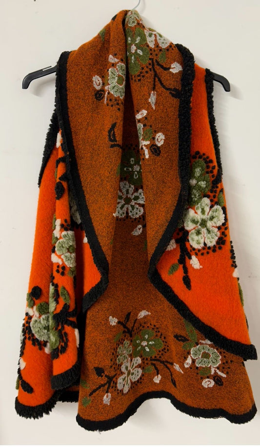 Stunning 100% Wool Funky Floral Waistcoat- ONE SIZE