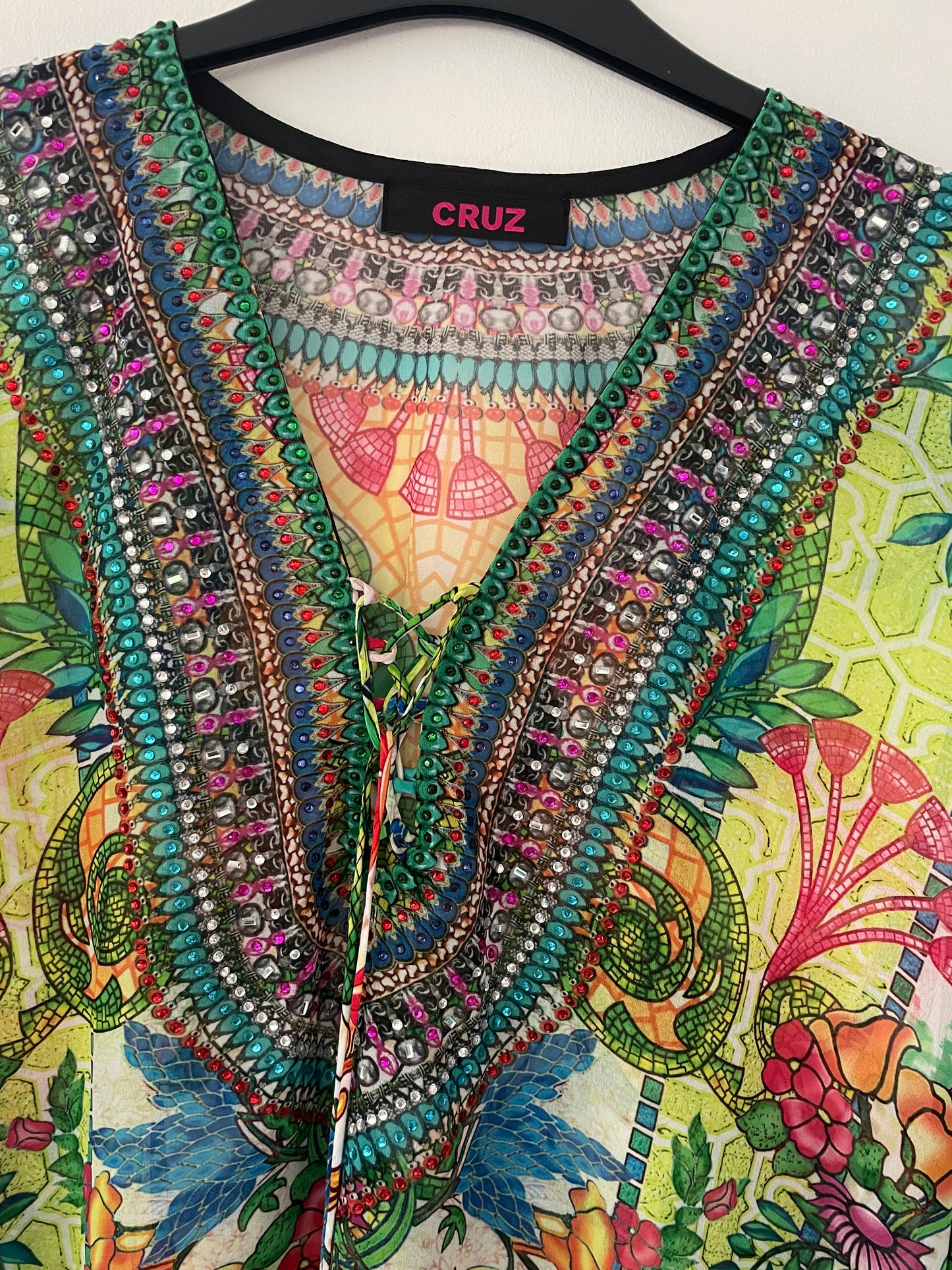Stunning Beaded/Sequin Trim Kaftan Multicoloured  ONE SIZE