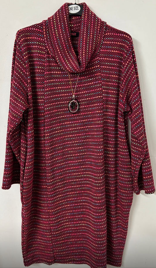 Gorgeous Roll Neck Tunic Multicolour Stitch - 3 colours ONE SIZE