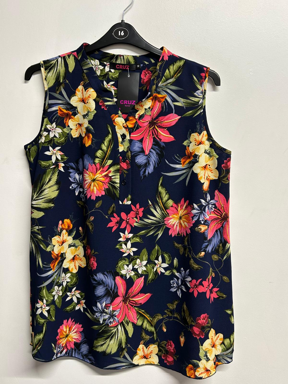 Sleeveless Shirt - NAVY FLORAL